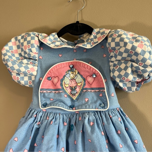Vintage Daisy Kingdom Puff Sleeve Hearts & Bears Dress Size 4 - Picture 2 of 13
